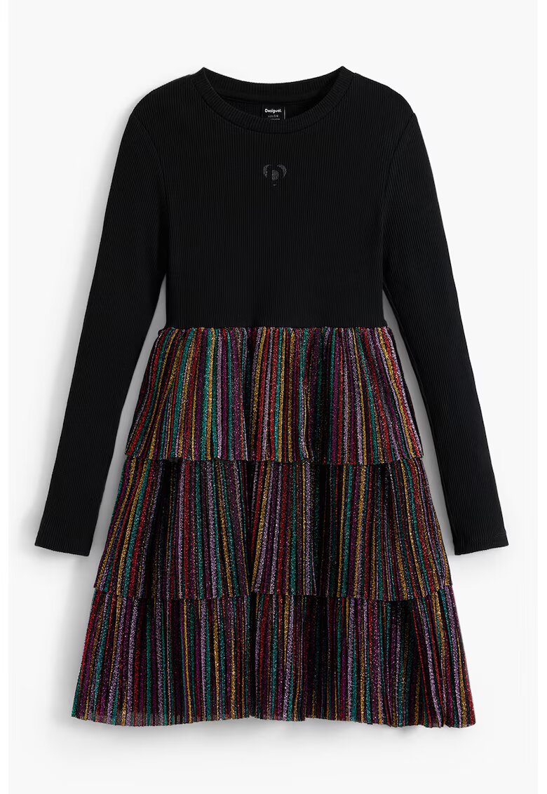 Desigual Rochie cu decolteu la baza gatului si maneci lungi - Negru/Lila