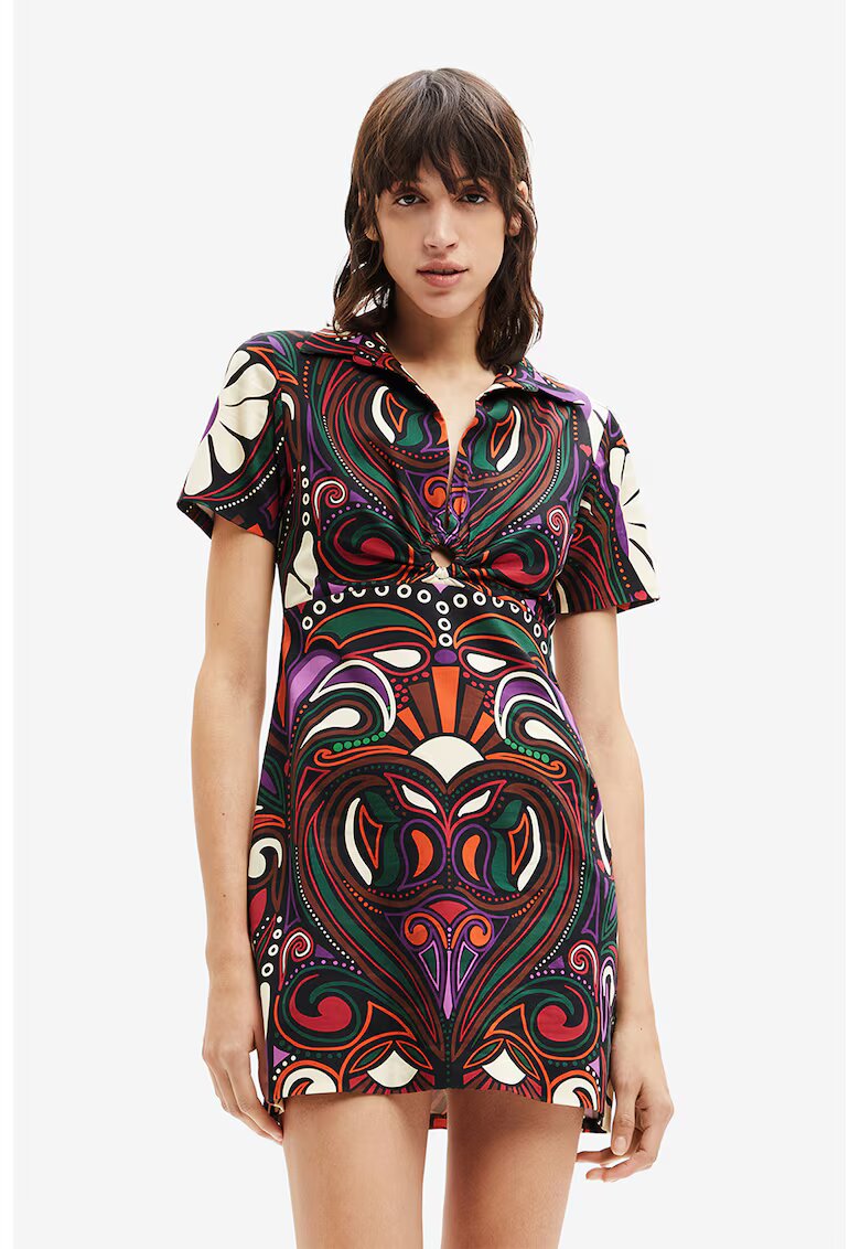 Desigual Rochie cu imprimeu si guler ascutit - Multicolor