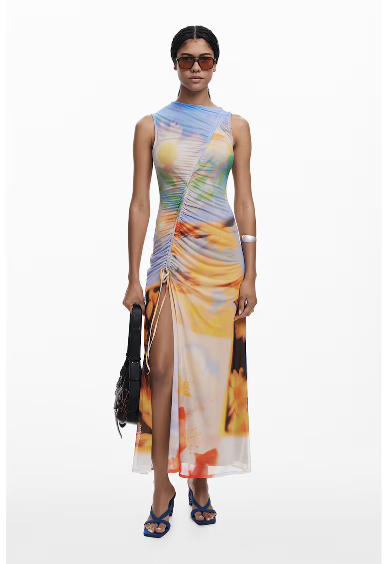 Desigual Rochie cu imprimeu si model drapat - Multicolor