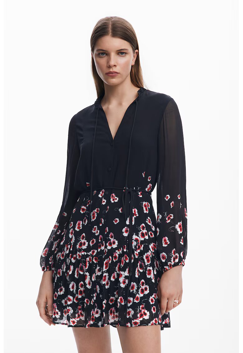 Desigual Rochie cu nasturi - Rosu/Alb/Negru