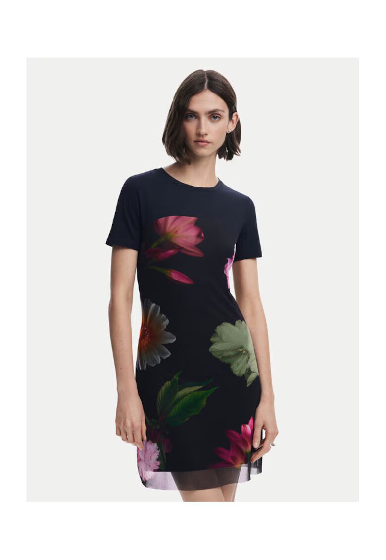 Desigual Rochie dama 25SWVK14 - Poliester/Bumbac - Negru