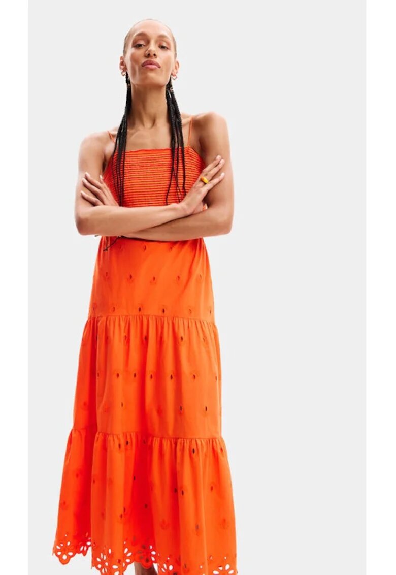 Desigual Rochie dama - 76534 - Portocaliu - Bumbac