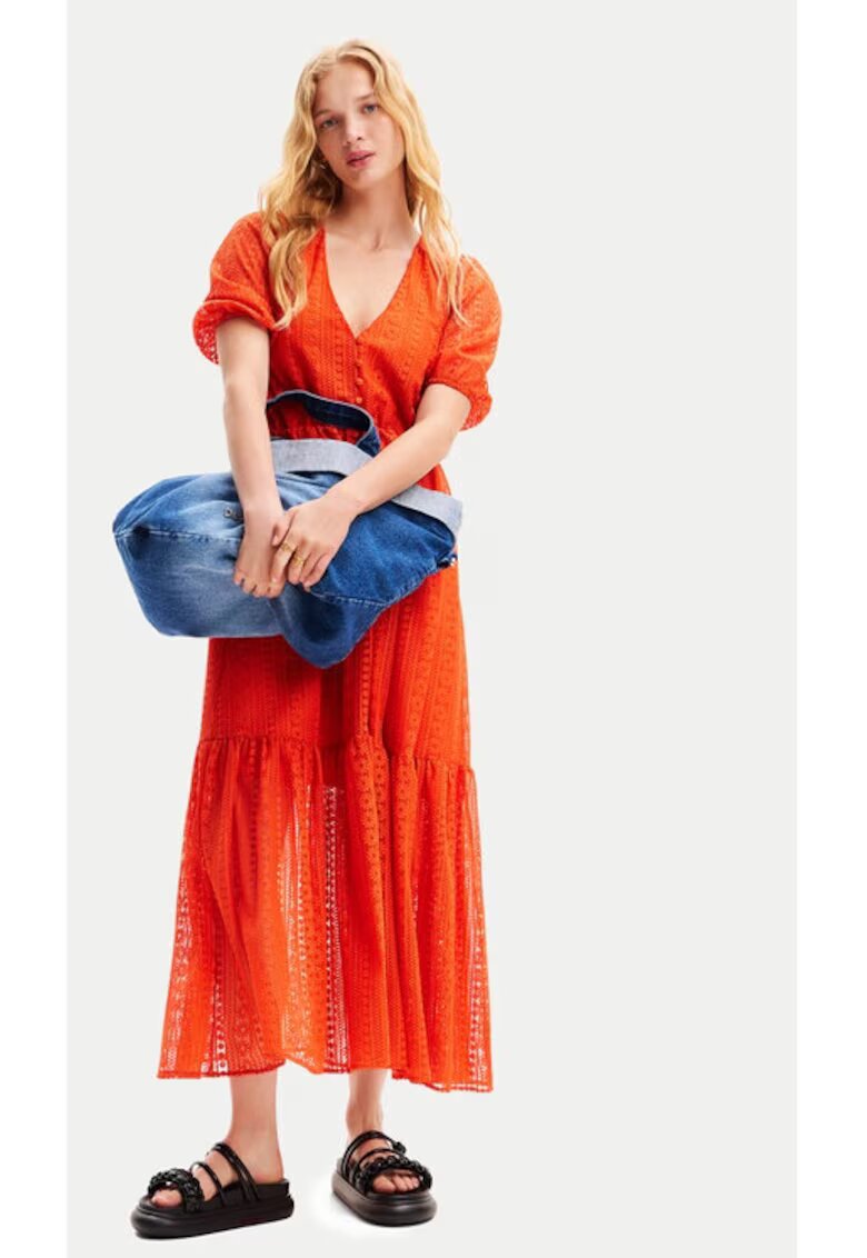 Desigual Rochie dama - 76695 - Portocaliu - Bumbac