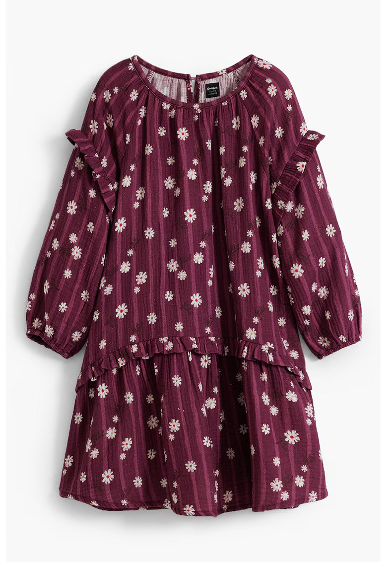 Desigual Rochie de bumbac cu model floral - Violet tyrian