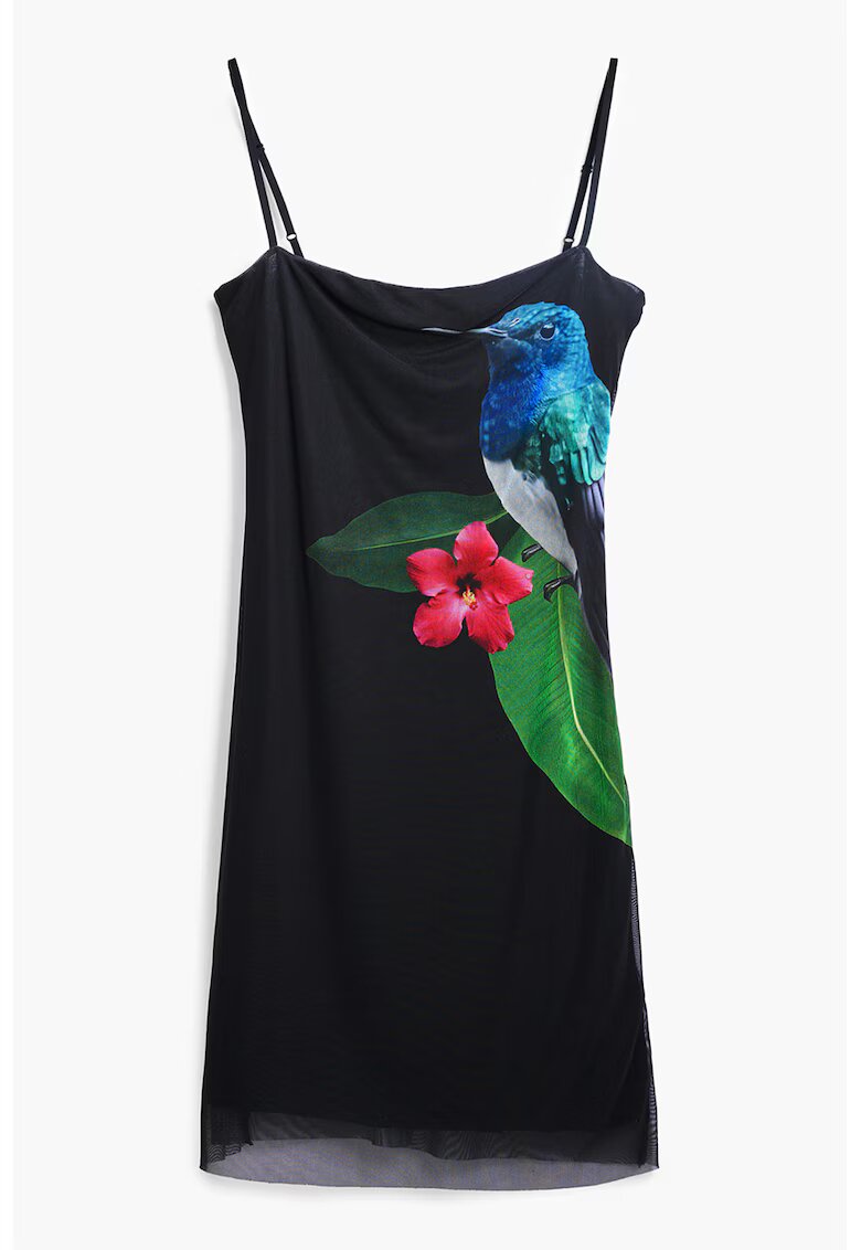 Desigual Rochie de plaja cu imprimeu - Verde/Negru/Albastru
