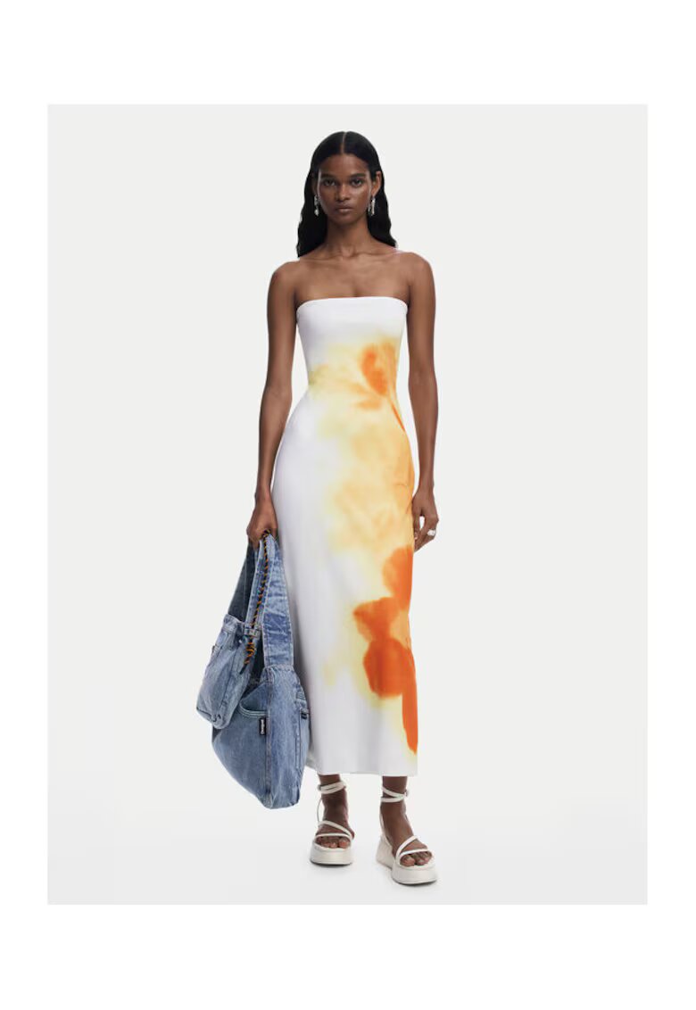 Desigual Rochie de vara dama 25SWVK49 - Poliester/Elastan - Ecru - Ecru