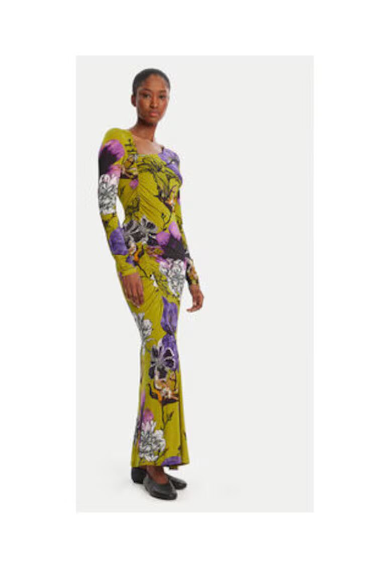 Desigual Rochie de zi Femei - Verde - 94% viscoza - 6% elastan -
