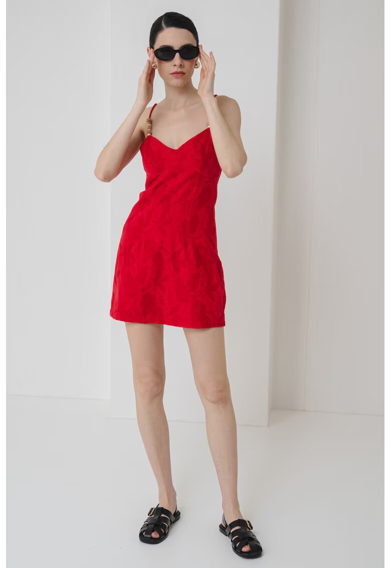 Desigual Rochie din amestec de bumbac cu decolteu in V - Rosu
