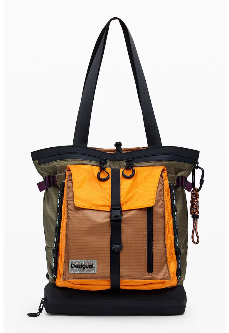 Desigual Rucsac convertibil cu aspect contrastant - Portocaliu pal/Kaki