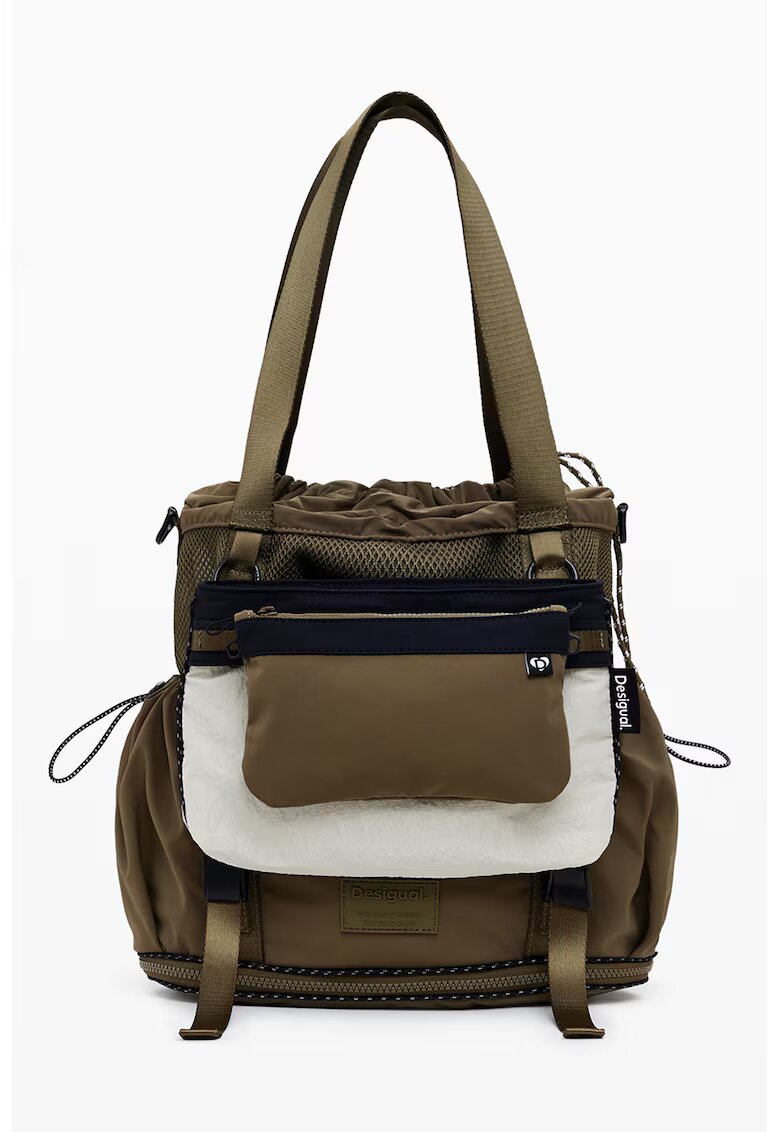 Desigual Rucsac convertibil cu model colorblock - Kaki