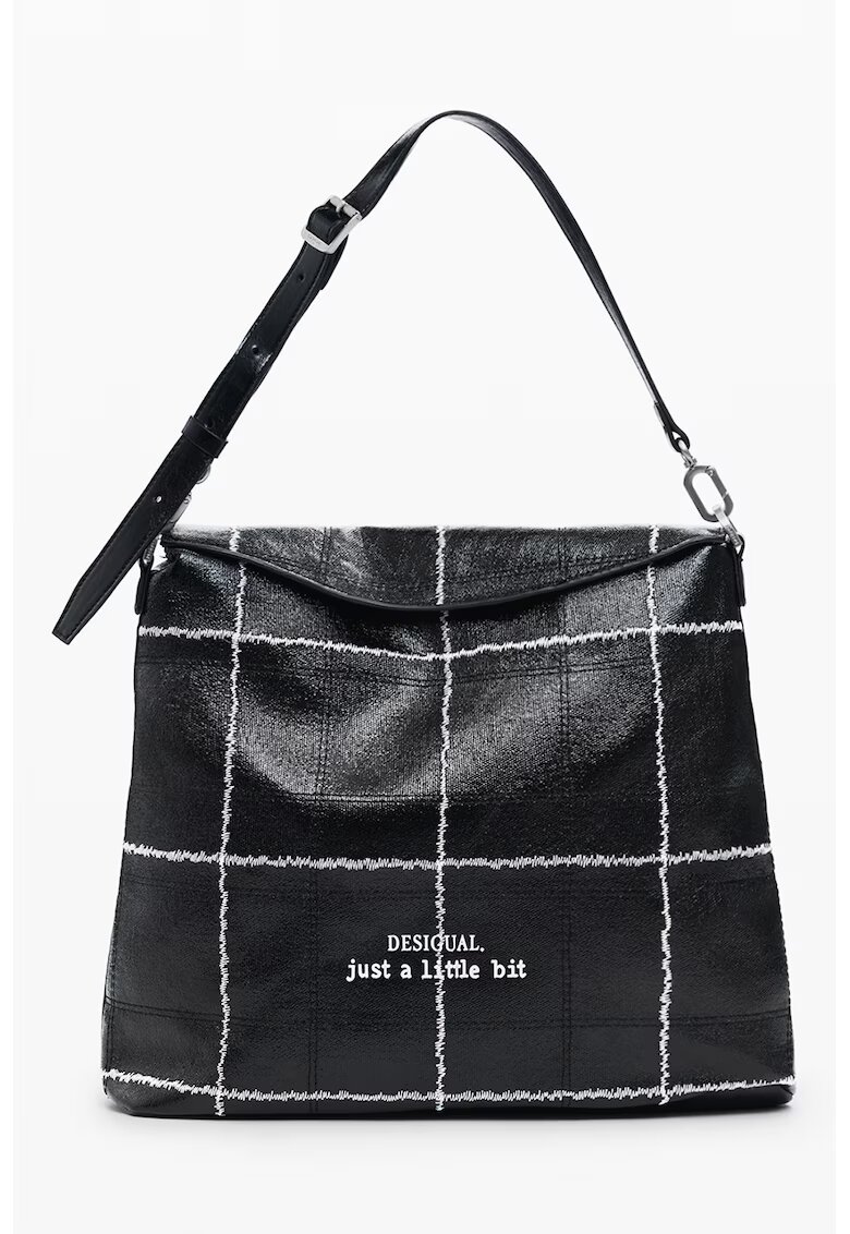 Desigual Rucsac convertibil cu model in carouri - Alb/Negru
