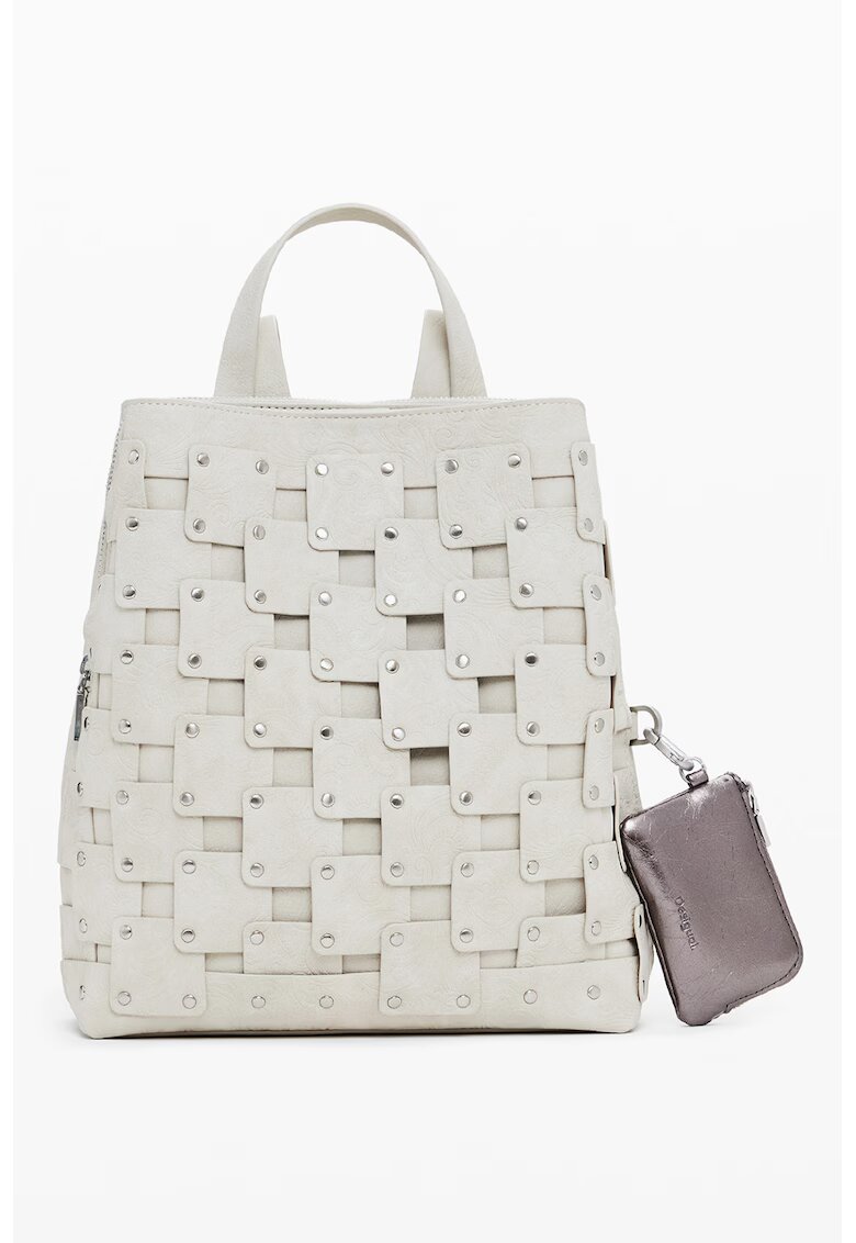 Desigual Rucsac cu model cu aplicatii - Alb murdar