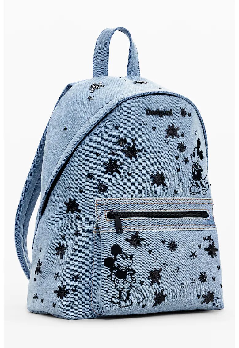 Desigual Rucsac din denim cu aplicatii din strasuri - Albastru pastel/Negru