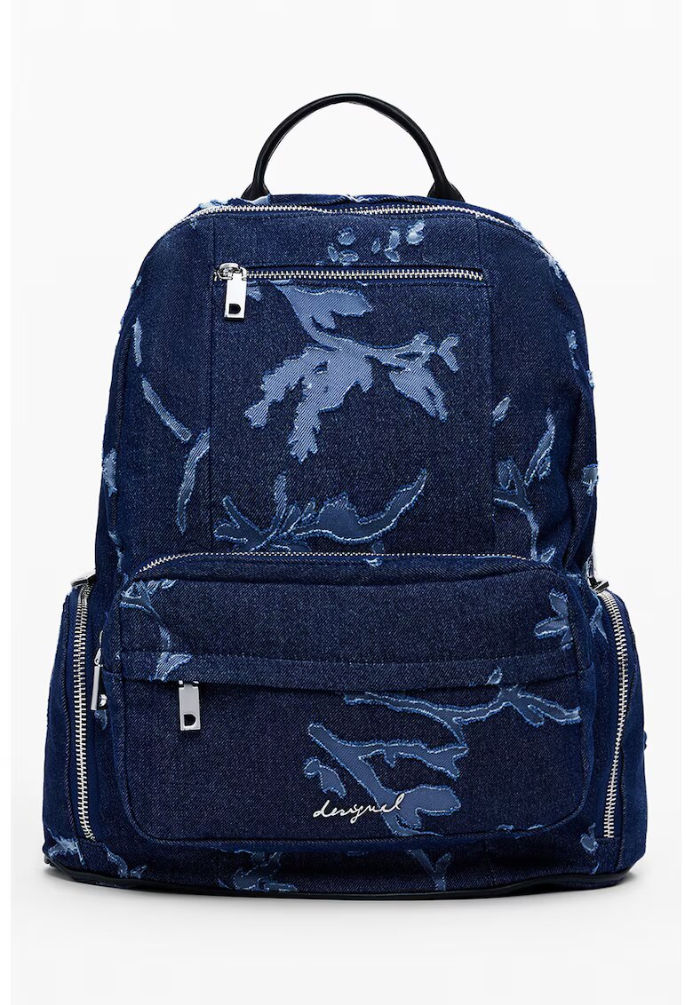 Desigual Rucsac din denim cu buzunare exterioare - Albastru prafuit/Bleumarin