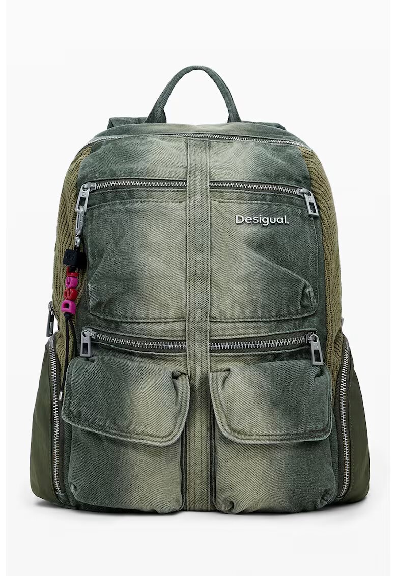 Desigual Rucsac din denim cu detaliu logo - Kaki