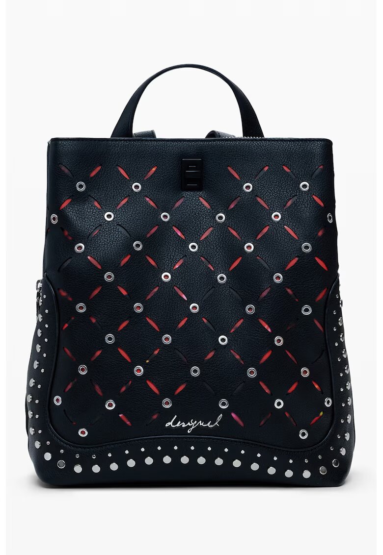 Desigual Rucsac din piele ecologica cu aplicatii cu tinte - Rosu/Negru