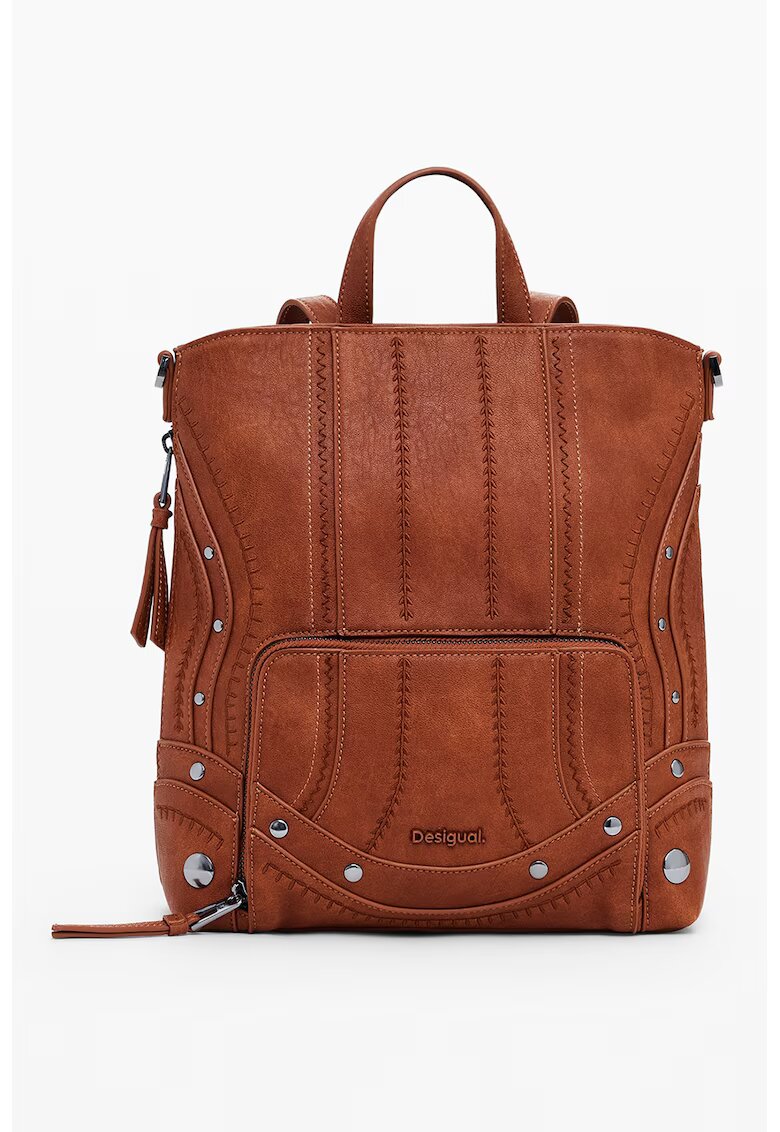 Desigual Rucsac din piele ecologica cu detalii brodate - Caramel