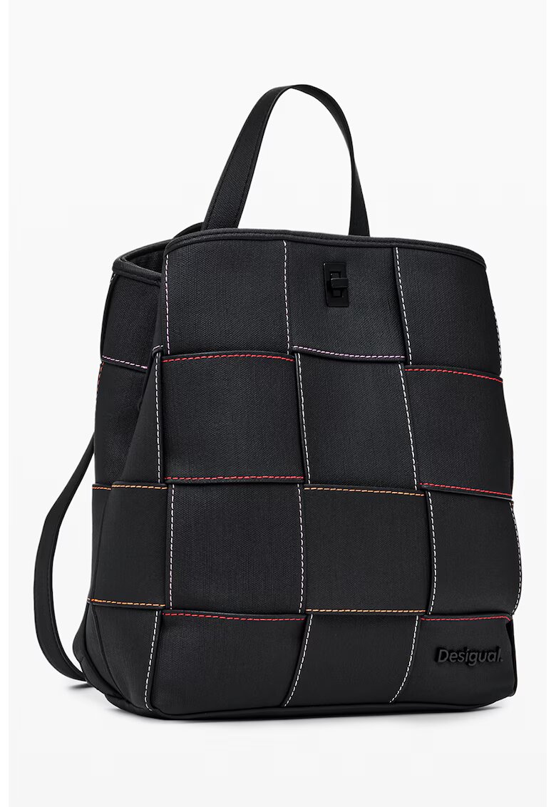 Desigual Rucsac din piele ecologica cu model impletit - Negru