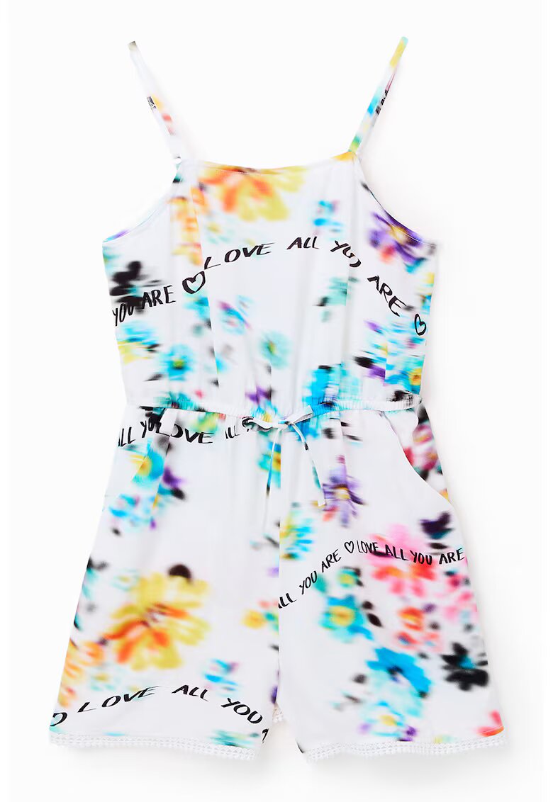 Desigual Salopeta scurta cu imprimeu - Alb/Multicolor