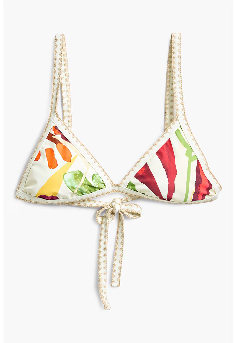 Desigual Sutien cu cupe triunghiulare si model - Rosu/Alb/Verde