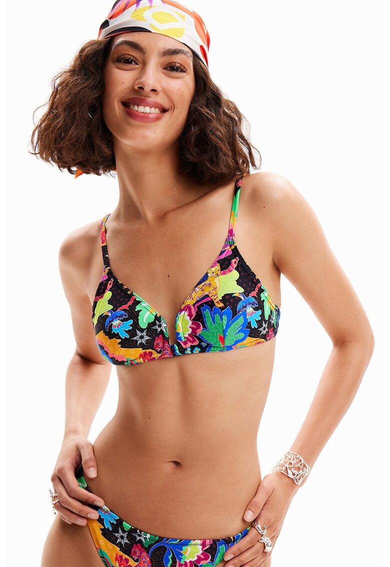 Desigual Sutien de baie cu imprimeu tropical - Multicolor