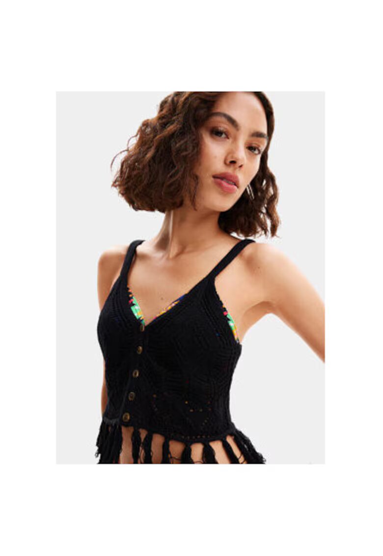Desigual Top de plaja dama - Negru - Bumbac - Negru