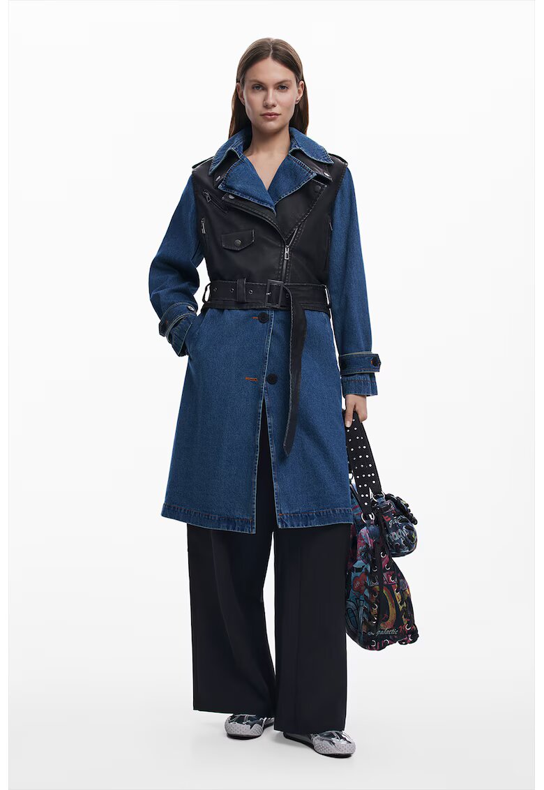 Desigual Trenci cu model 2 in 1 - Albastru inchis/Negru stins