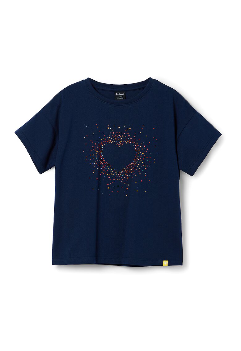 Desigual Tricou cu aplicatii de strasuri - Bleumarin