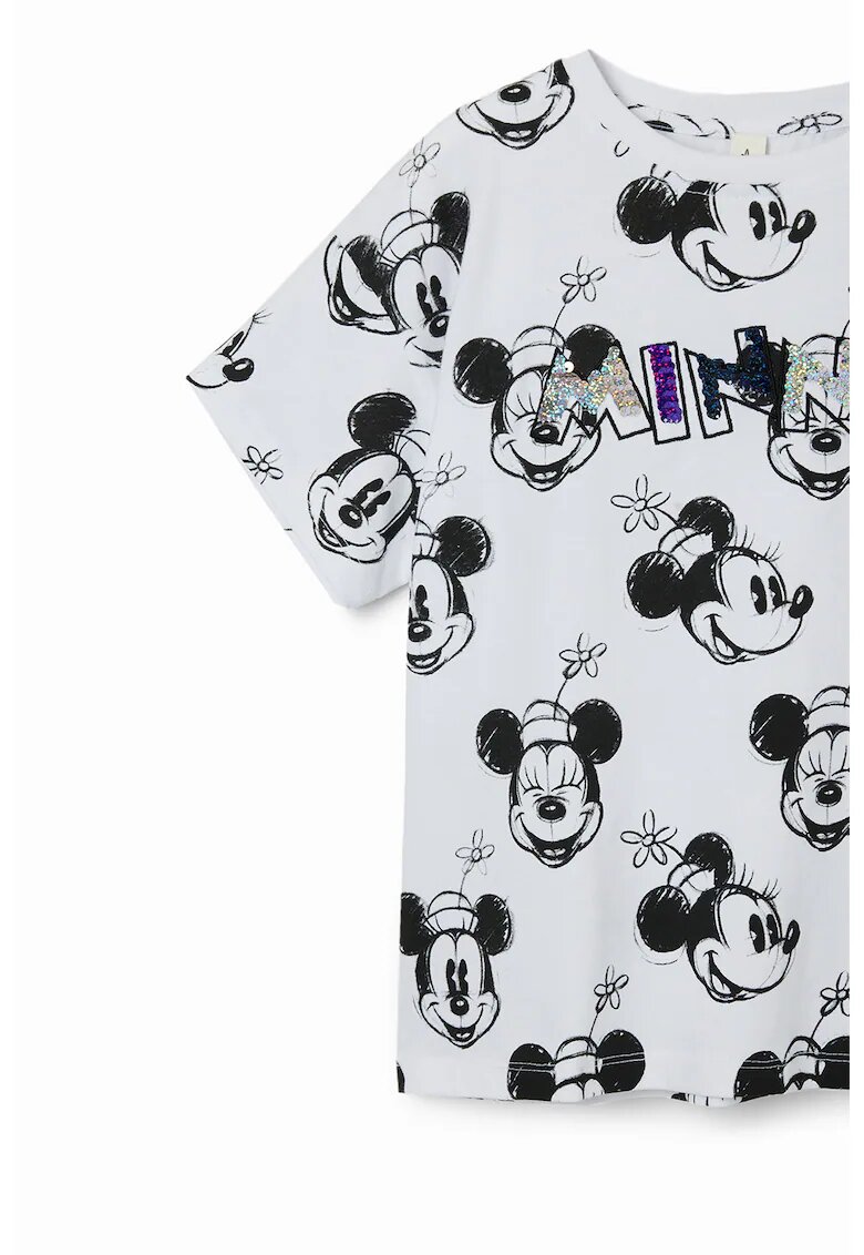 Desigual Tricou cu imprimeu cu desene - Alb/Negru
