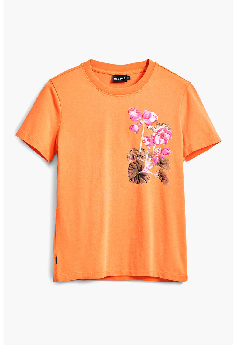 Desigual Tricou cu imprimeu floral - Portocaliu/Roz