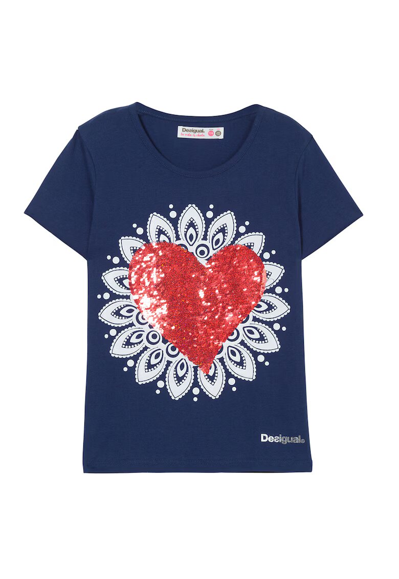Desigual Tricou cu imprimeu grafic - Albastru inchis