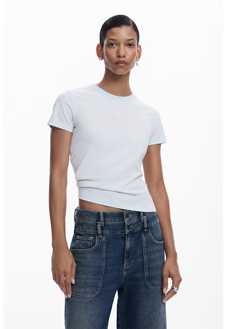 Desigual Tricou cu imprimeu logo - Verde menta