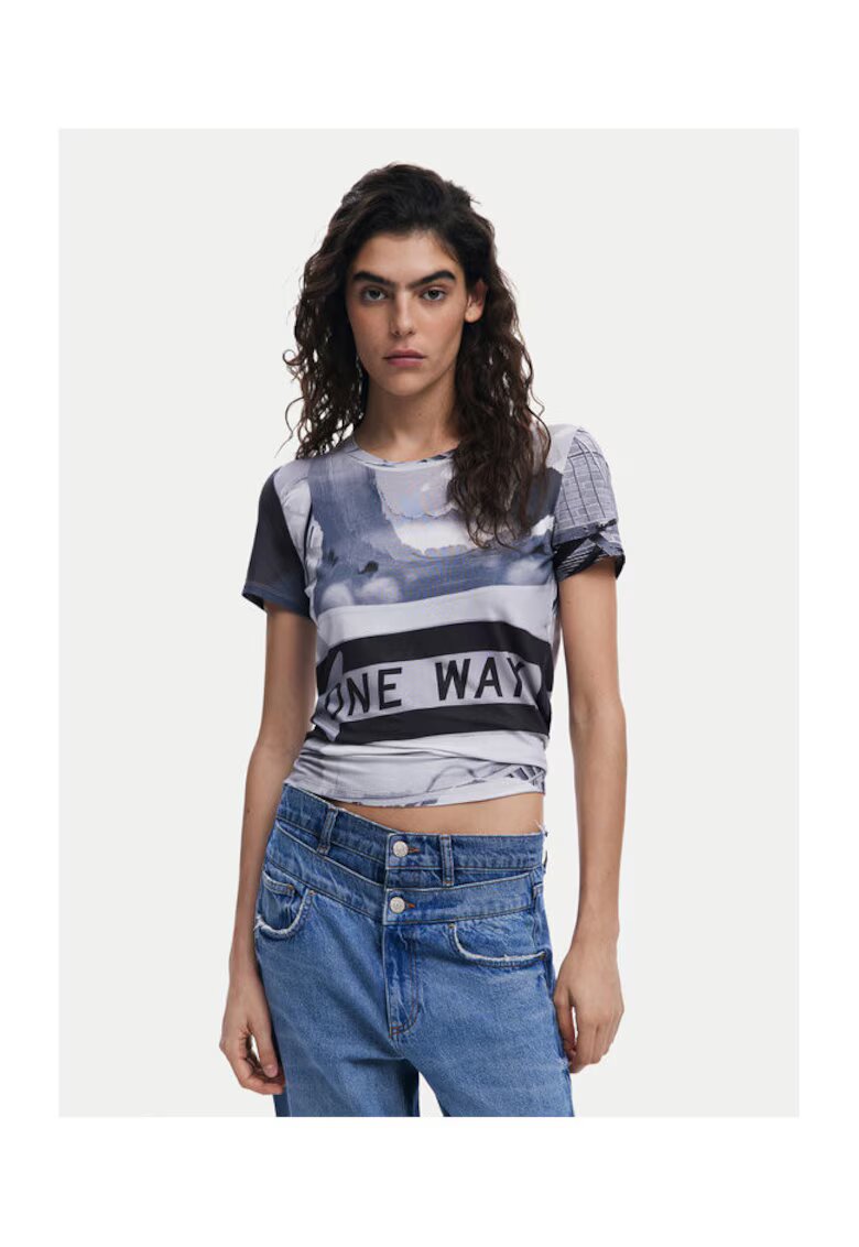 Desigual Tricou dama 25SWTKA0 - Viscoza - Gri - Gri