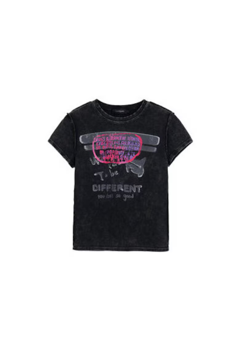 Desigual Tricou dama 25SWTKX6 - Bumbac - Gri - Gri
