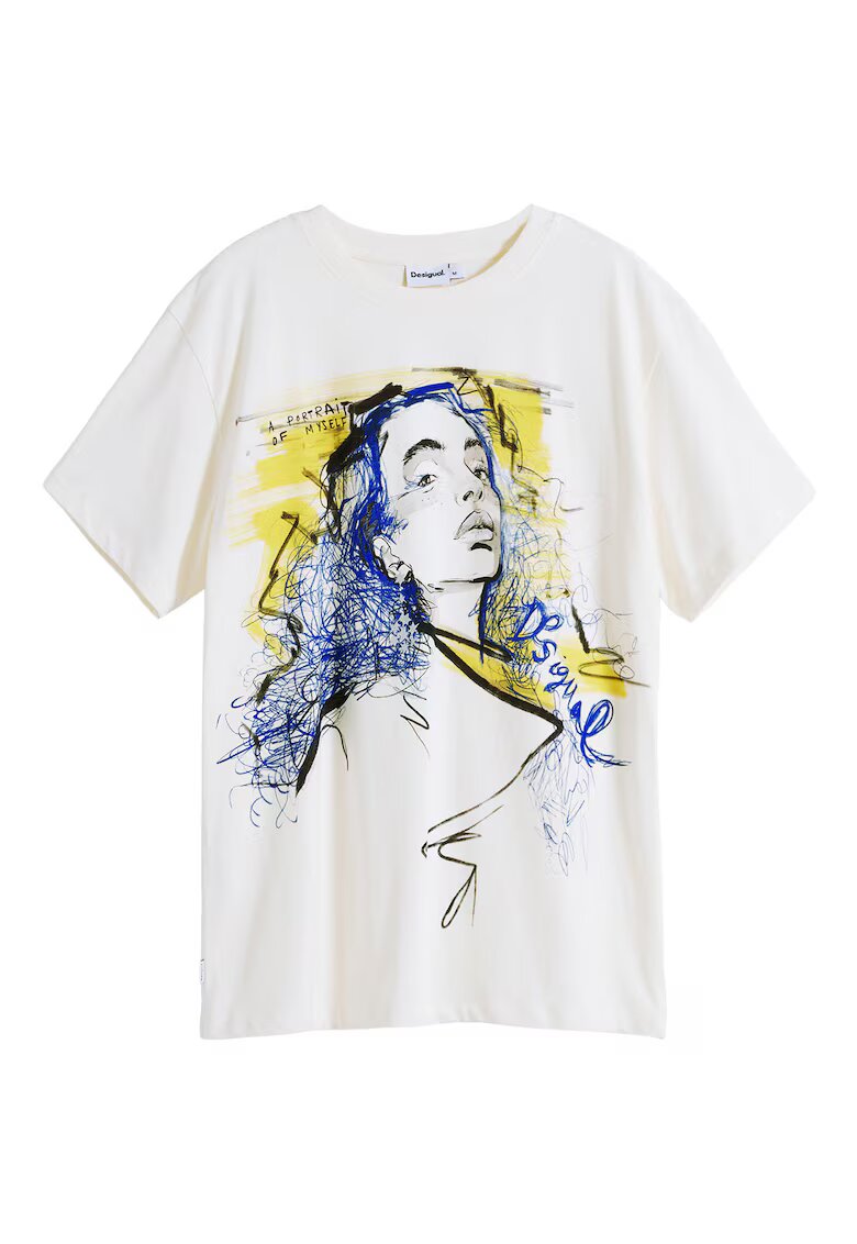 Desigual Tricou Dama - Bumbac - Alb -