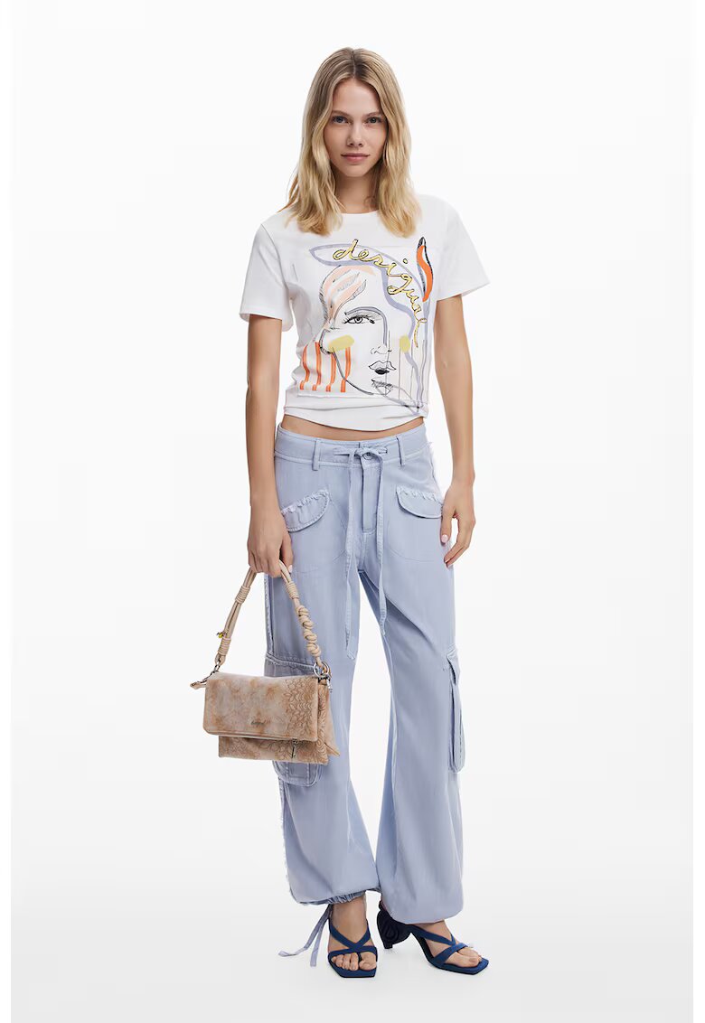 Desigual Tricou din bumbac cu imprimeu abstract - Alb
