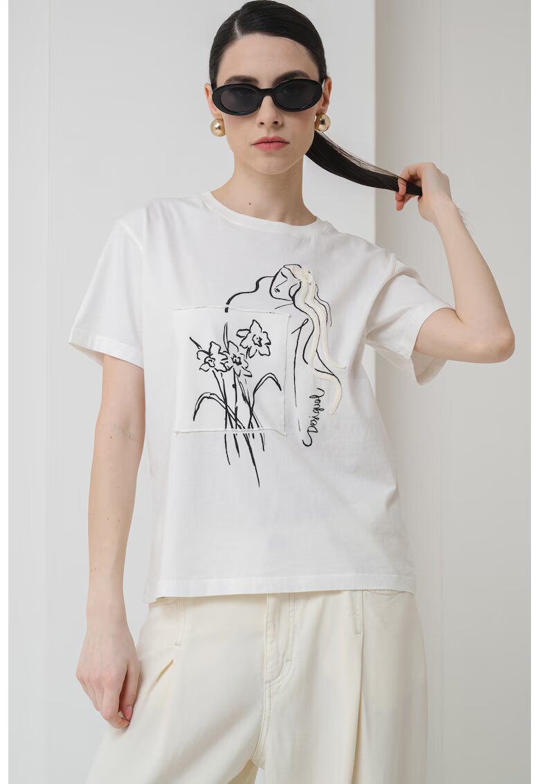 Desigual Tricou din bumbac Paraguay - Alb murdar