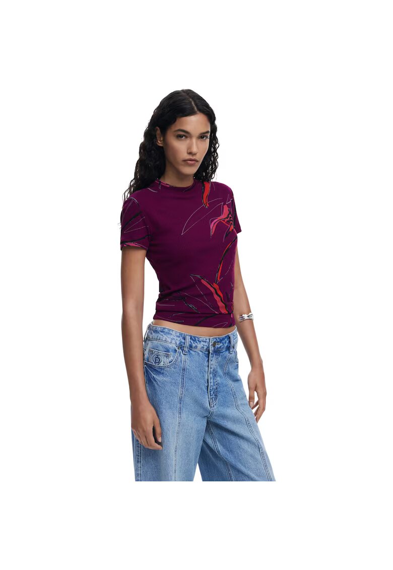 Desigual Tricou Lala Abstract 51527 - Rosu