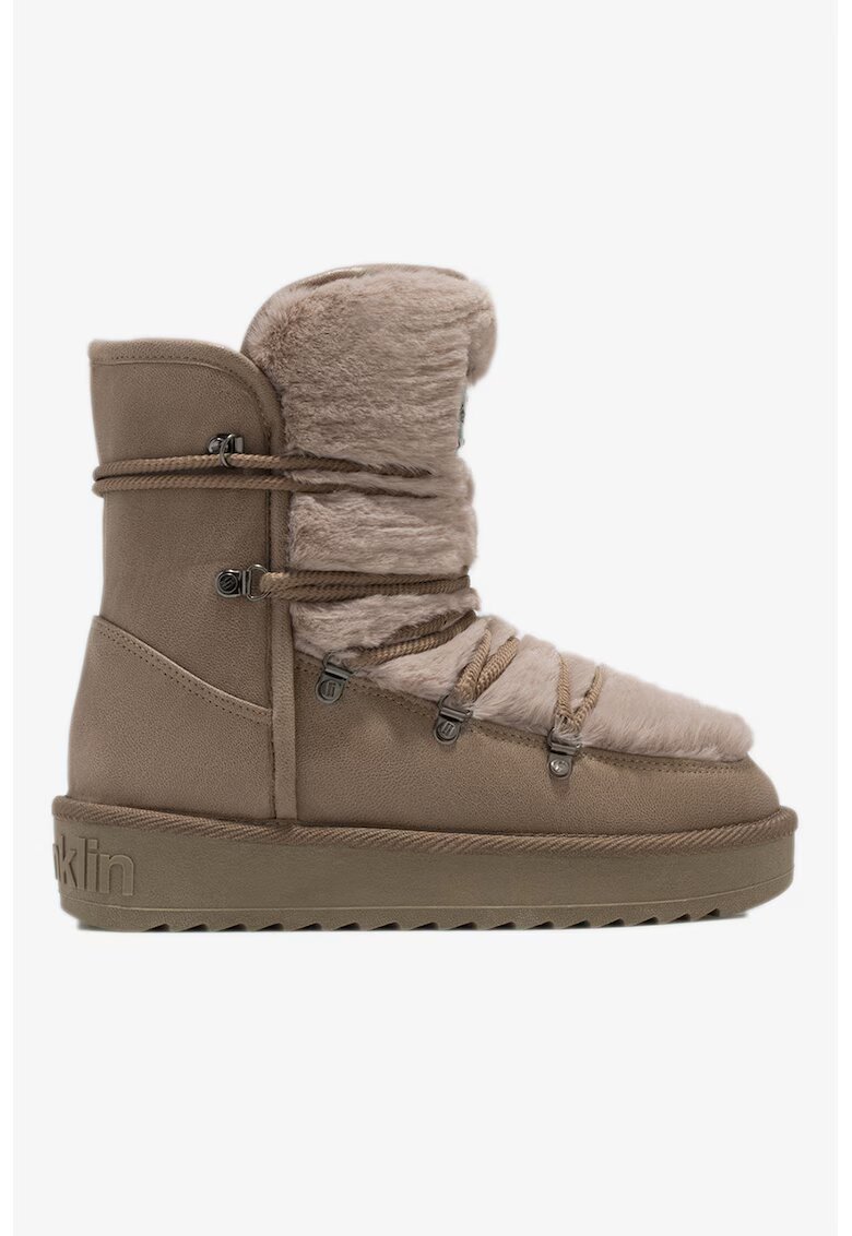 DFranklin Ghete din blana sintetica cu talpa flatform - Maro taupe