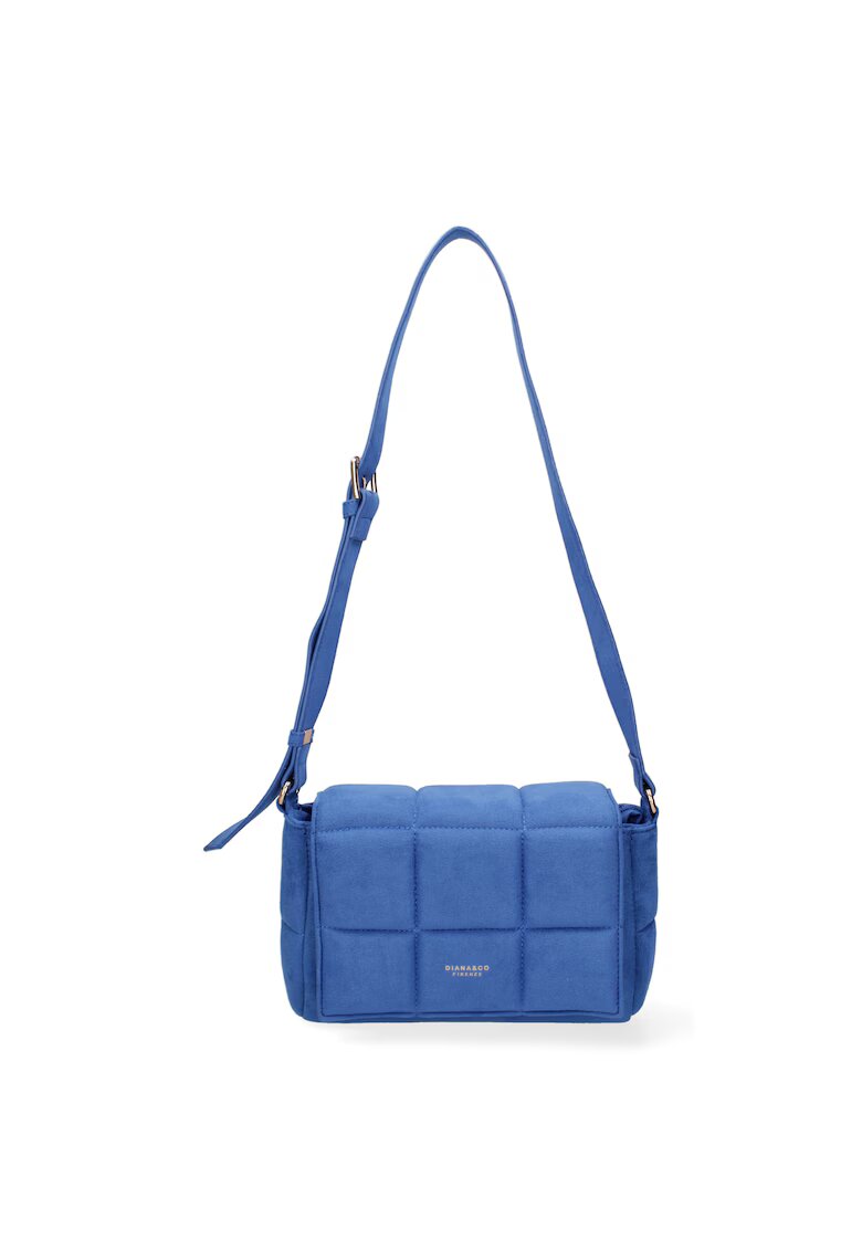 DianaCo Geanta crossbody cu clapa si aspect matlasat - Albastru