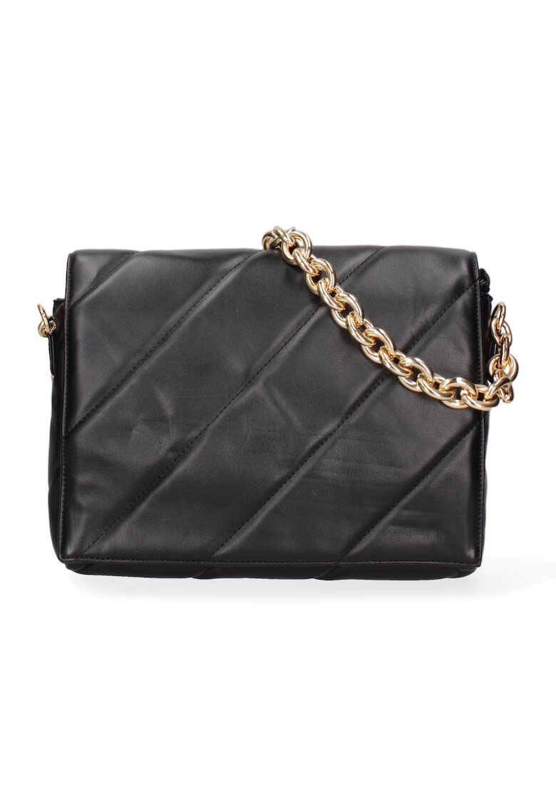 DianaCo Geanta crossbody de piele ecologica cu bareta lant - Negru