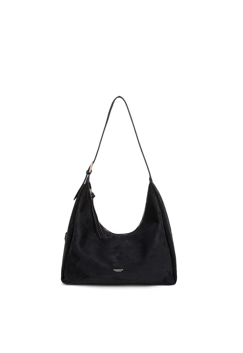 DianaCo Geanta hobo de piele intoarsa ecologica - Negru
