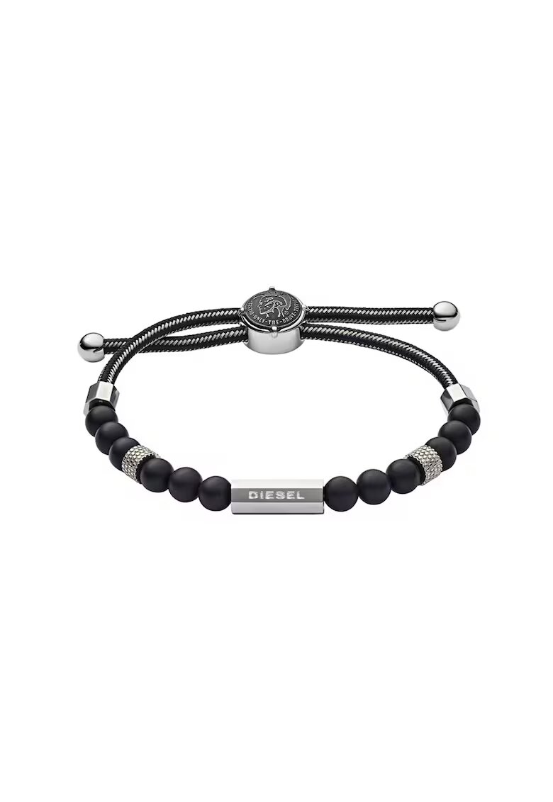 Diesel Bratara decorata cu perle agat - Alb/Negru