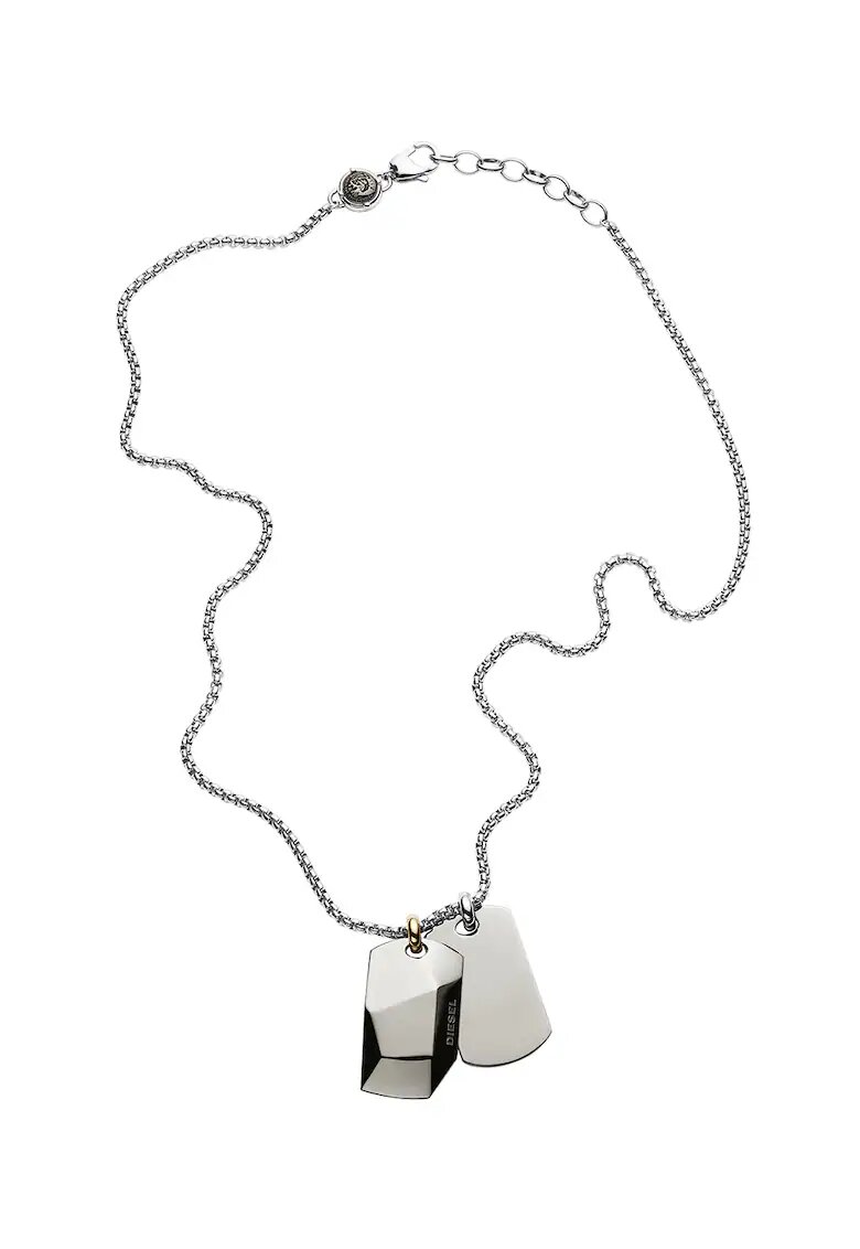 Diesel Colier de otel inoxidabil cu pandantiv Single Dog Tag - Argintiu inchis/Argintiu
