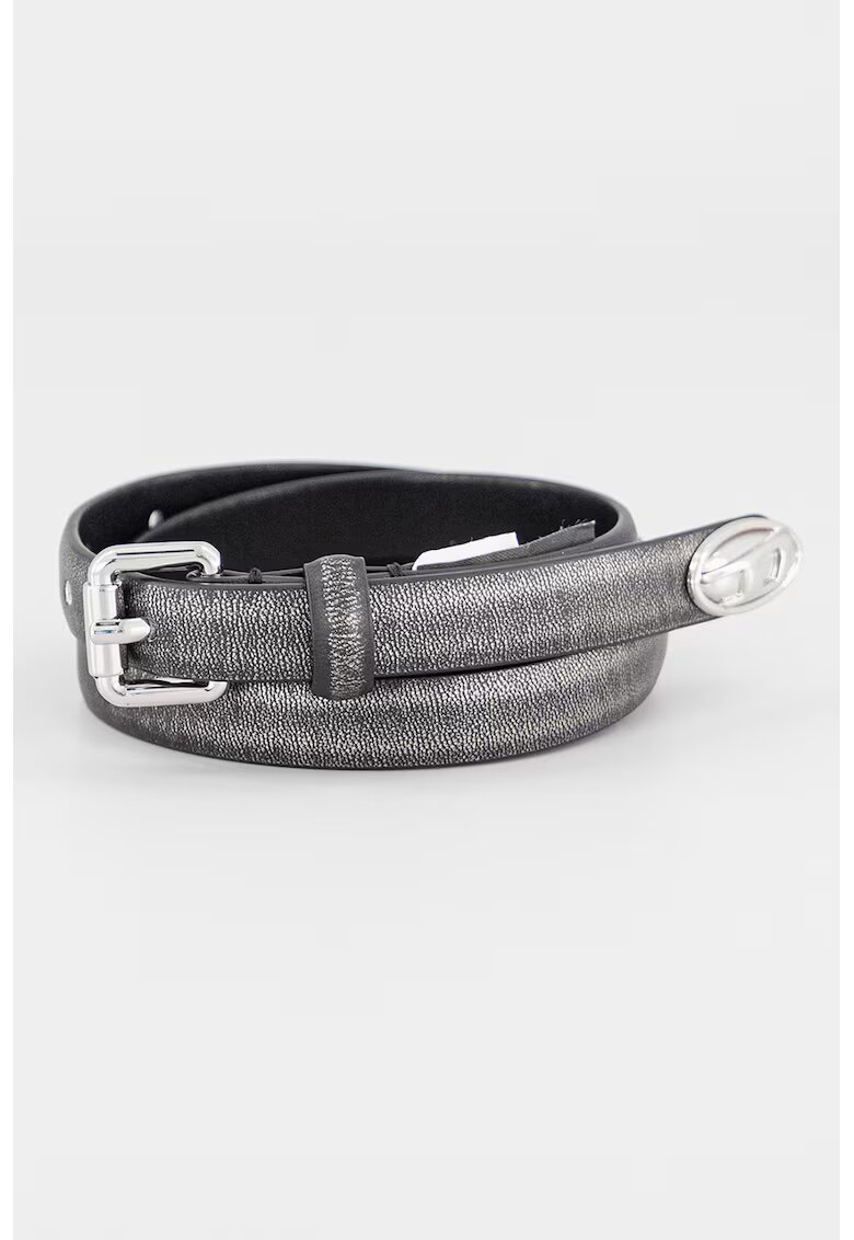 Diesel Curea de piele ecologica cu aspect metalic - Negru stins