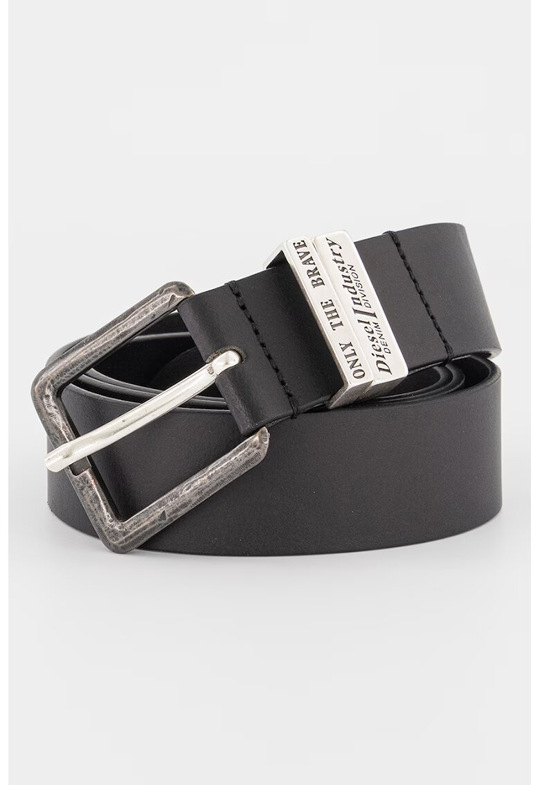 Diesel Curea din piele cu model uni - Negru
