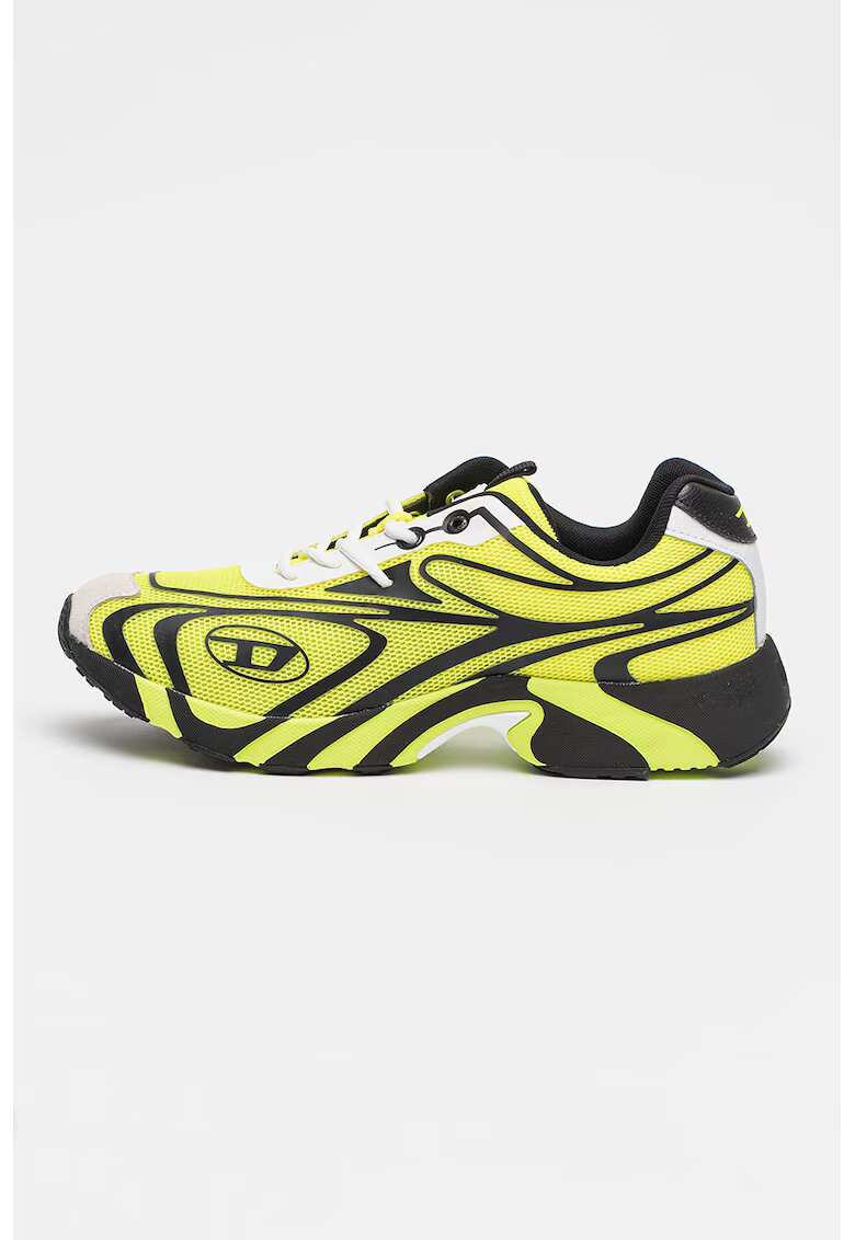 Diesel Pantofi sport low-cut din material textil - Negru/Verde lime