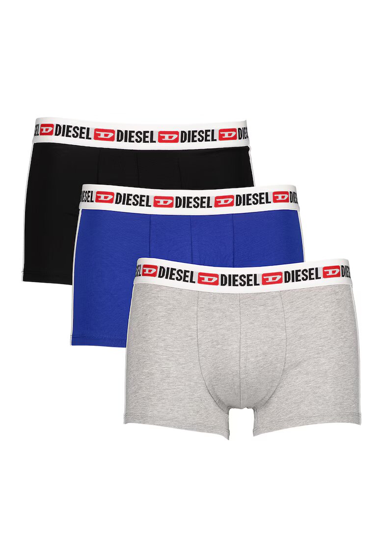 Diesel Set de boxeri cu banda logo in talie - 3 perechi - Negru/Gri deschis melange/Albastru