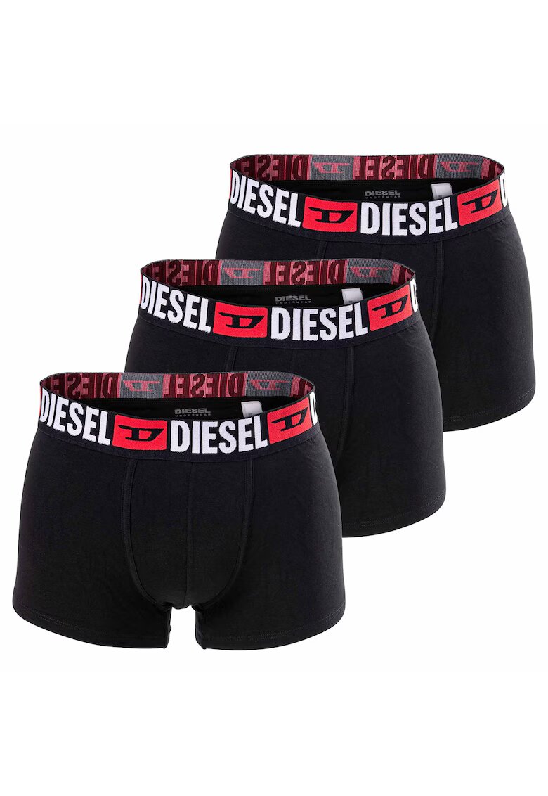 Diesel Set de boxeri cu banda logo in talie Damien - 3 perechi - Negru