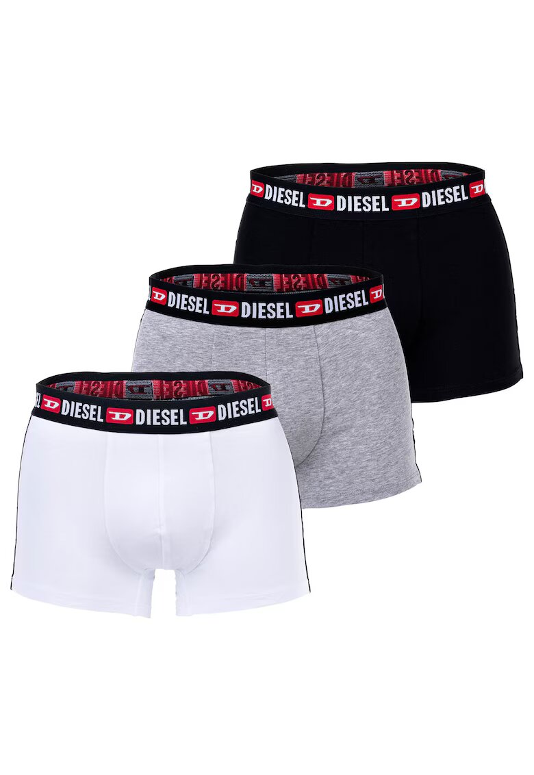 Diesel Set de boxeri cu logo - 3 perechi - Alb/Negru/Gri